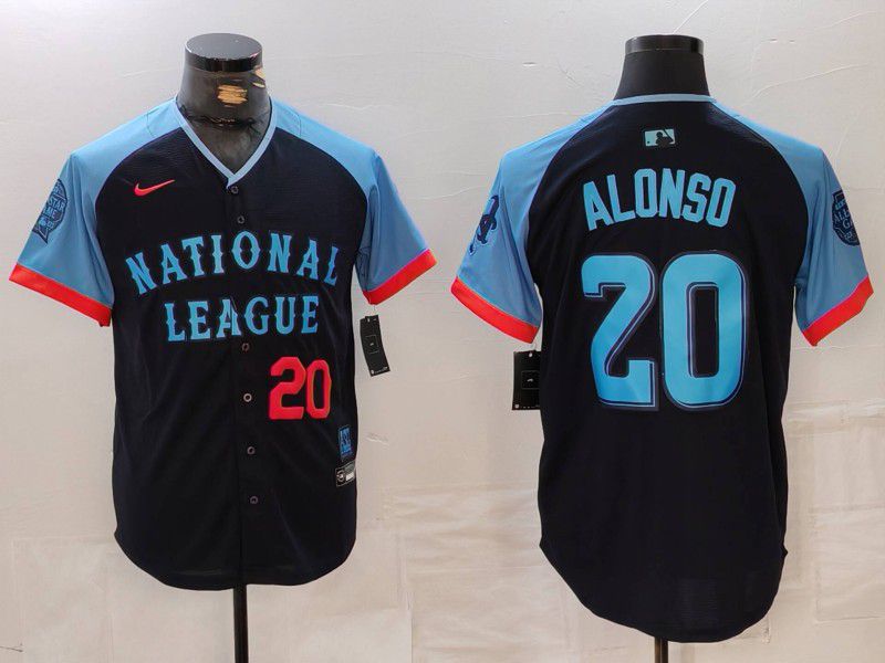 Men New York Mets #20 Alonso Blue All star 2024 Nike MLB Jersey style 2->new york mets->MLB Jersey